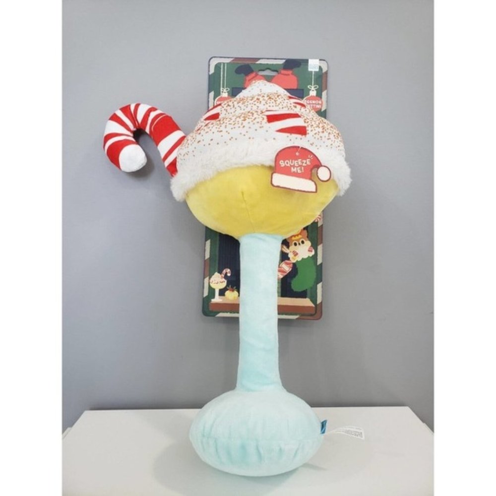 Christmutts Bark Box Eggnog Muttini Plush Toy Squeak Martini BIG DOG Christmas